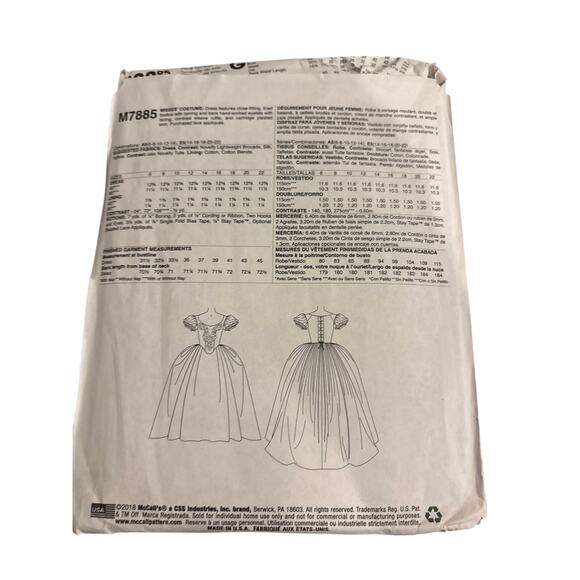 McCall's Angela Clayton Misses' Costume Pattern M7885 Size 14-22 NEW - Picture 2 of 2